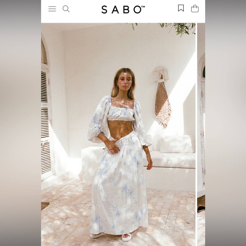 Sabo Skirt Jhazelle Skirt AND Shirt - Santorini - Size Small